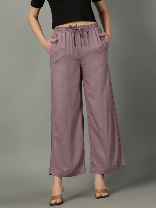 Lavender Solid Slub Palazzos