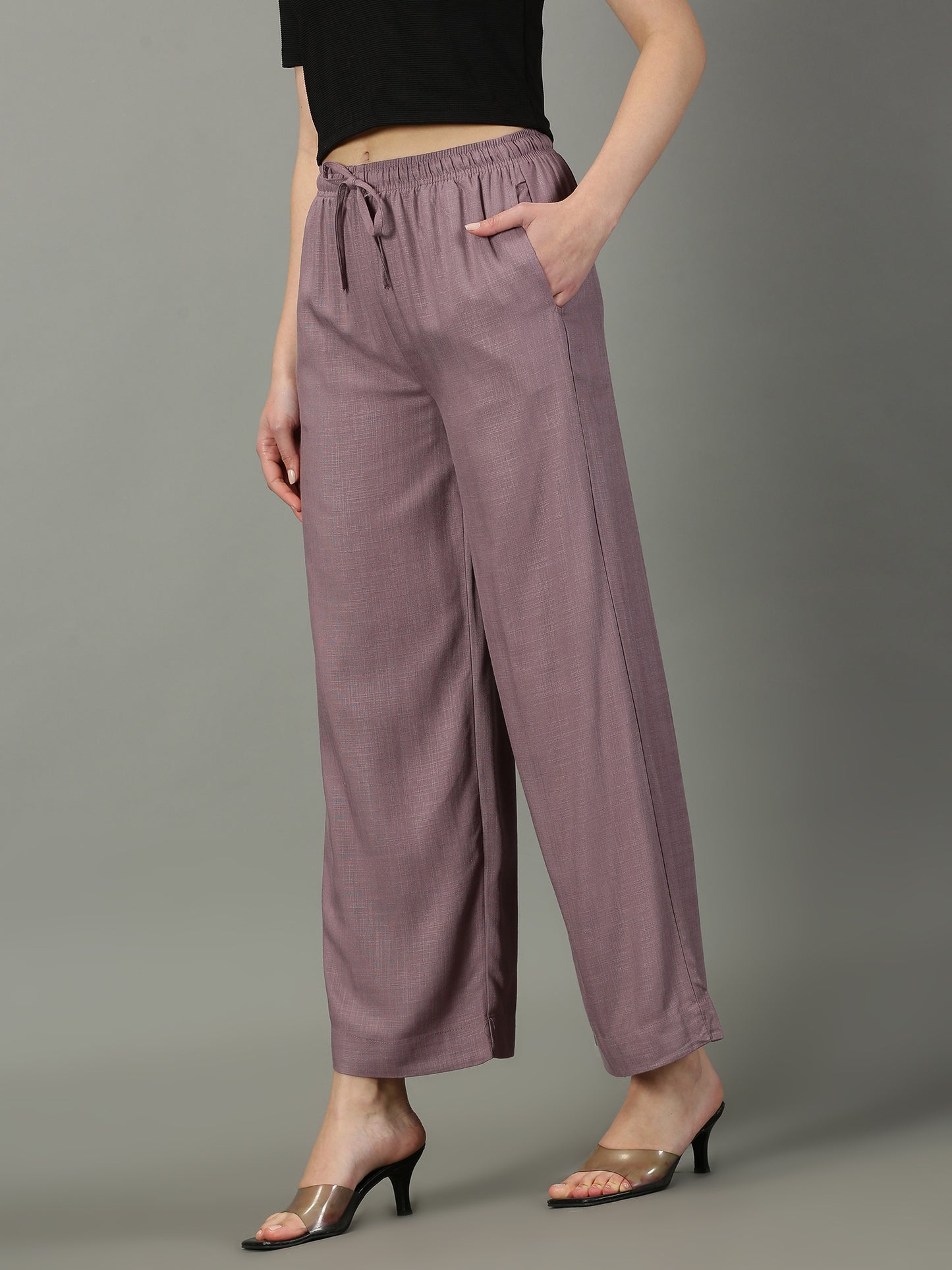 Lavender Solid Slub Palazzos