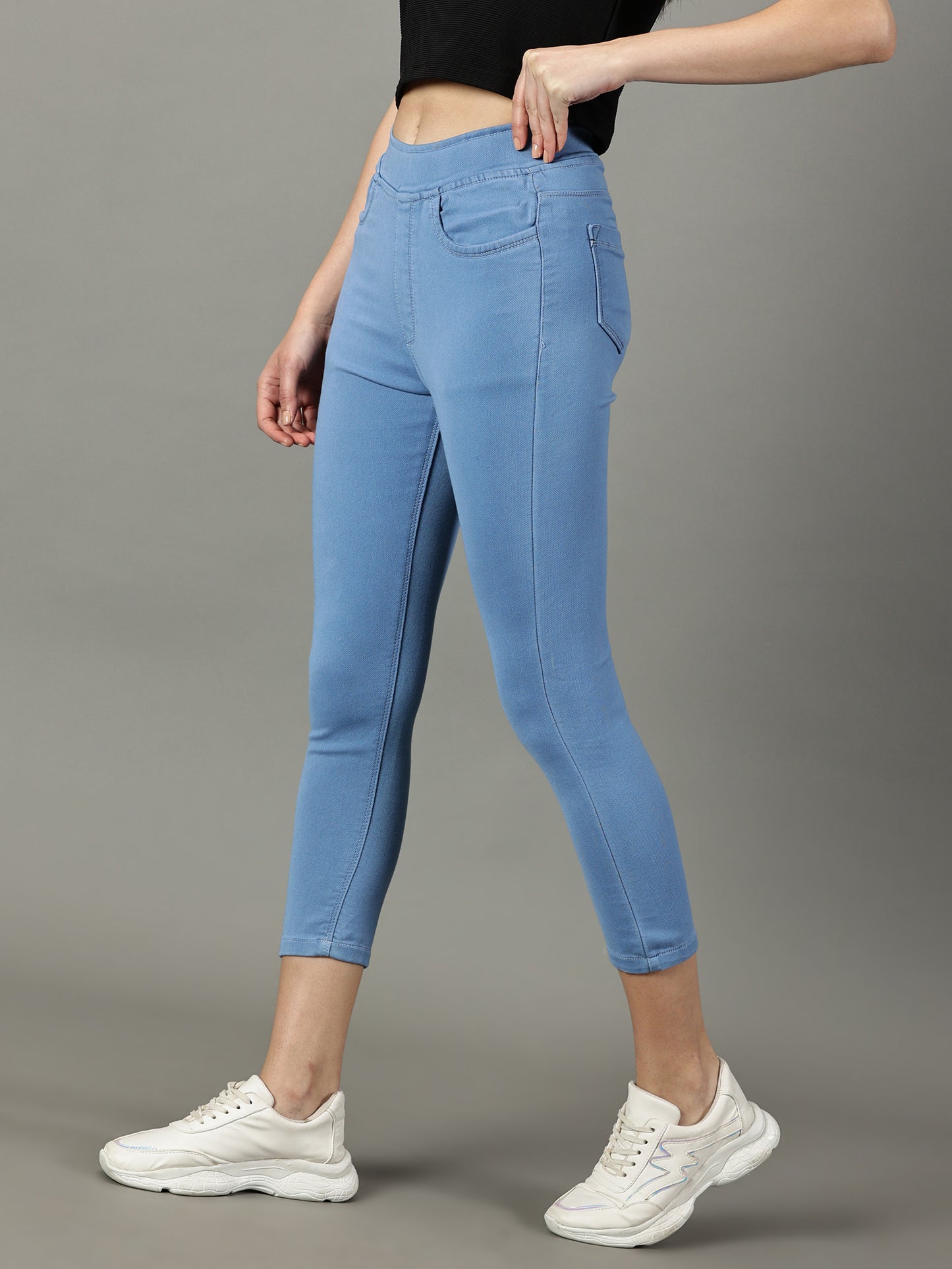 Sky Blue Denim Super Stretchable Jeggings (Skinny Fit)