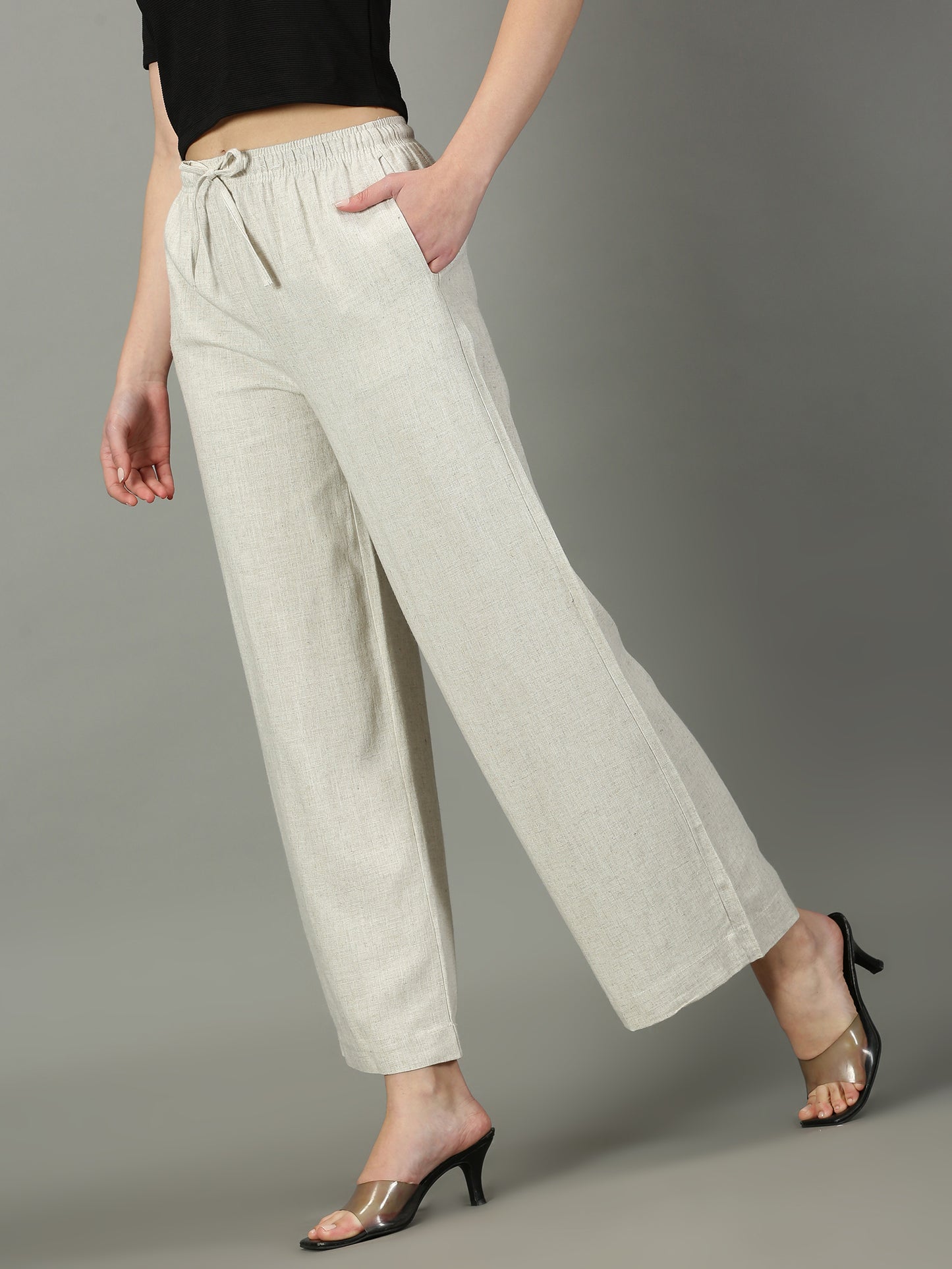 Khadi Solid Slub Palazzos