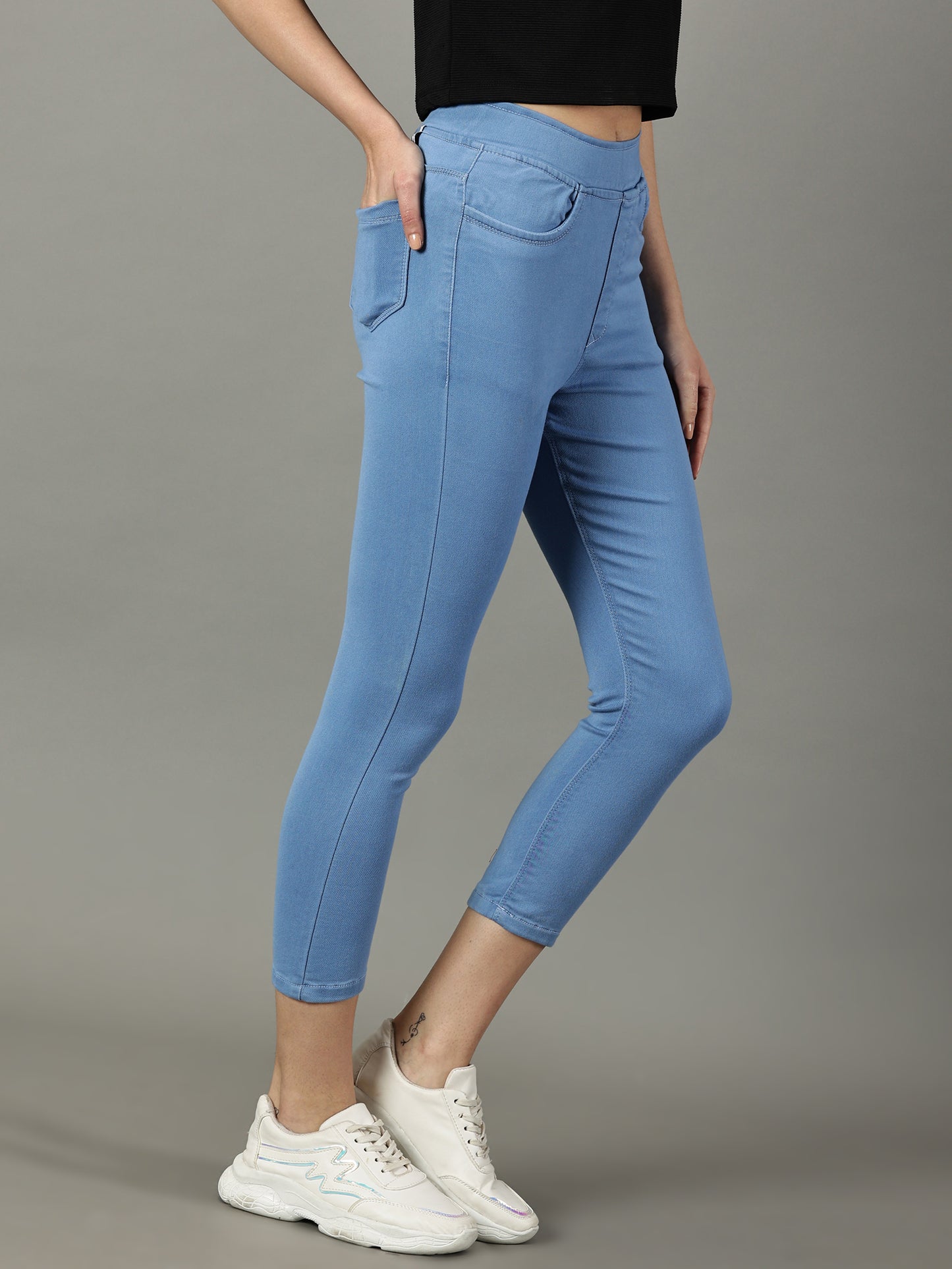 Sky Blue Denim Super Stretchable Jeggings (Skinny Fit)