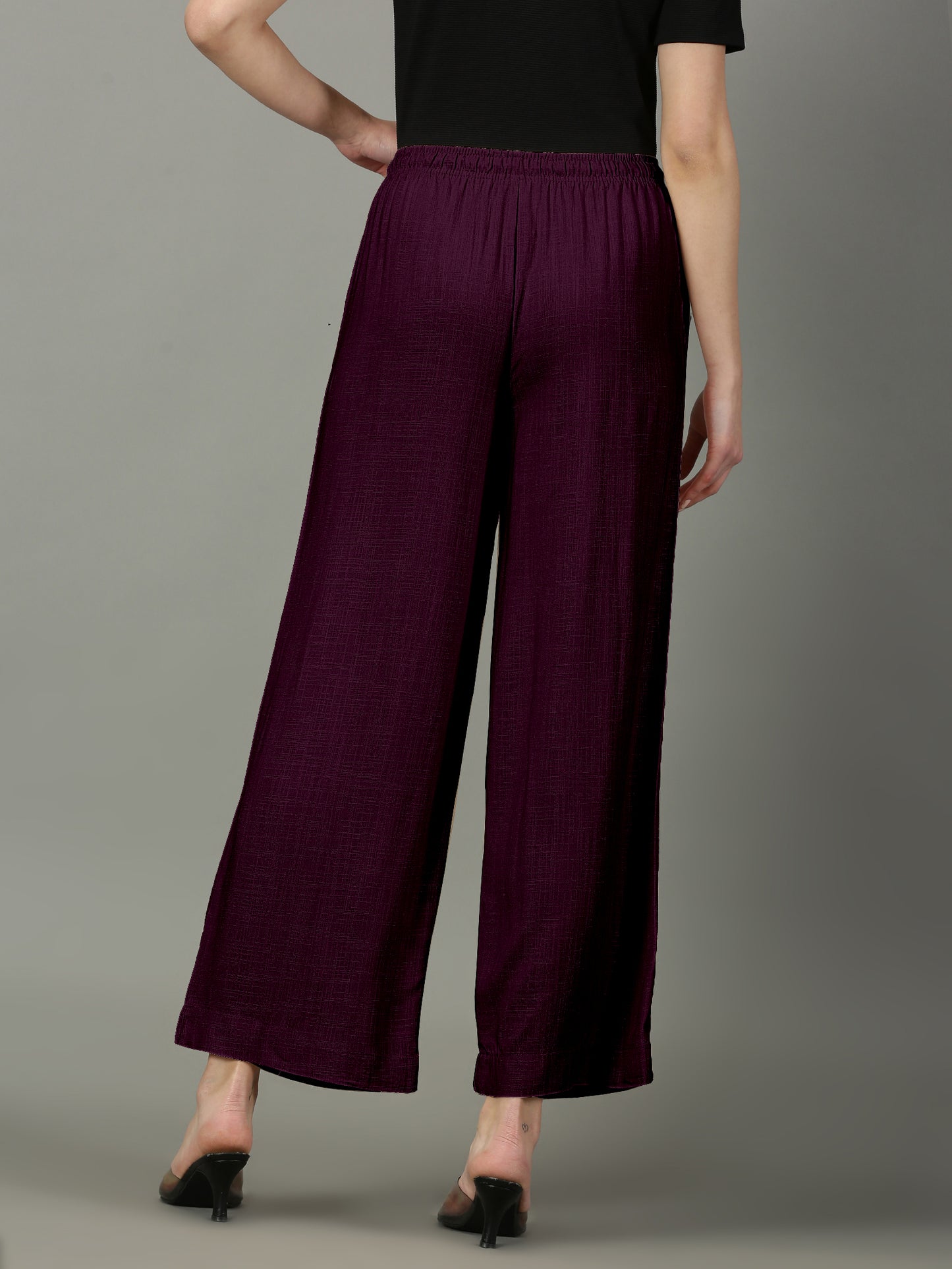 Wine Solid Slub Palazzos