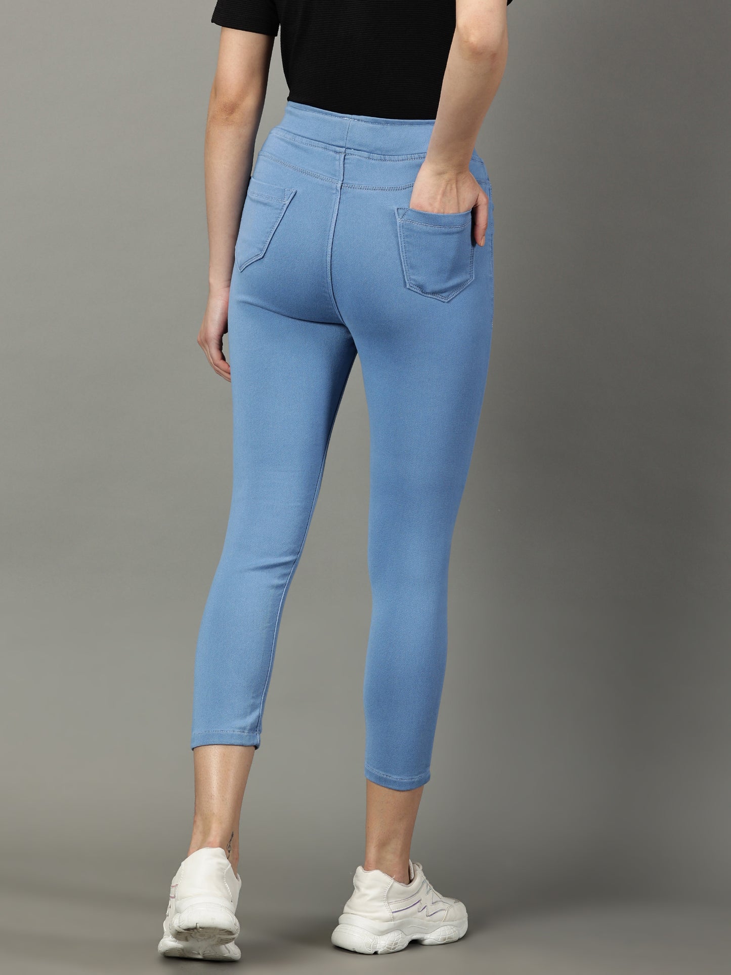 Sky Blue Denim Super Stretchable Jeggings (Skinny Fit)