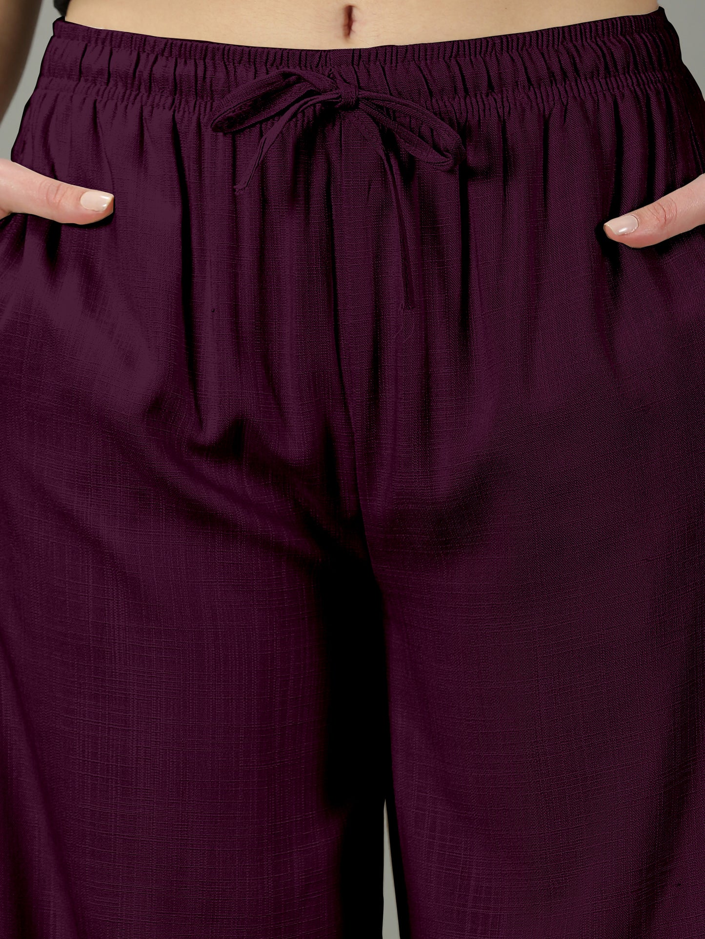 Wine Solid Slub Palazzos